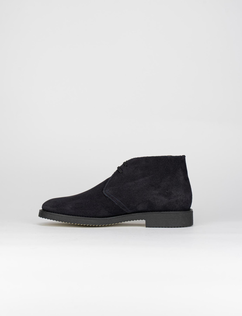 Desert boots heel 2 cm blu chamois