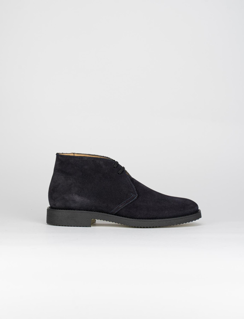 Desert boots heel 2 cm blu chamois