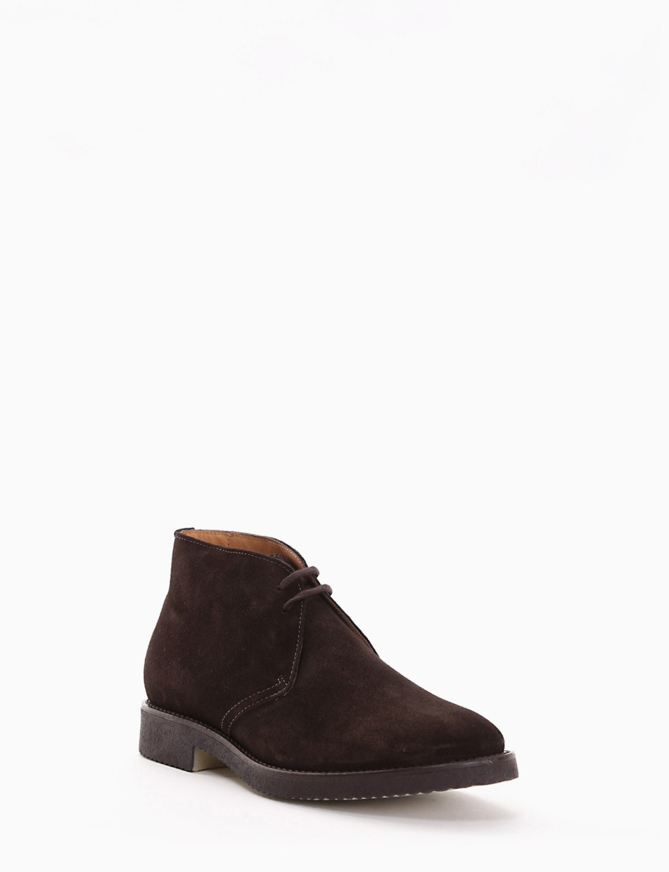 Desert boots heel 2 cm dark brown chamois