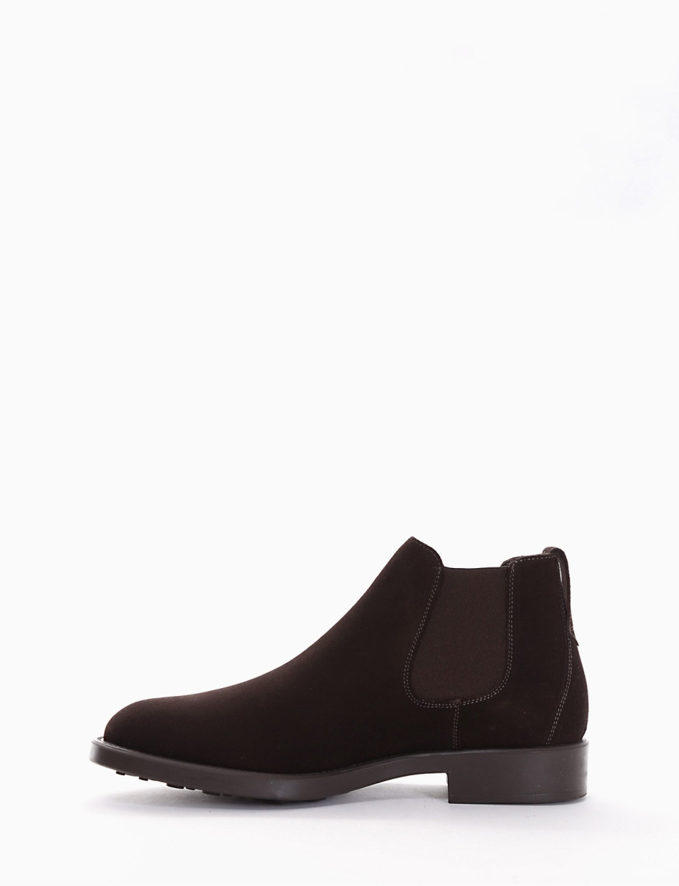 Ankle boots heel 2 cm dark brown chamois