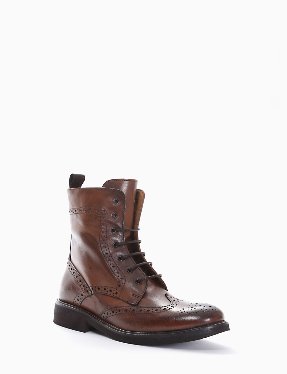 Combat boots heel 2 cm brown leather