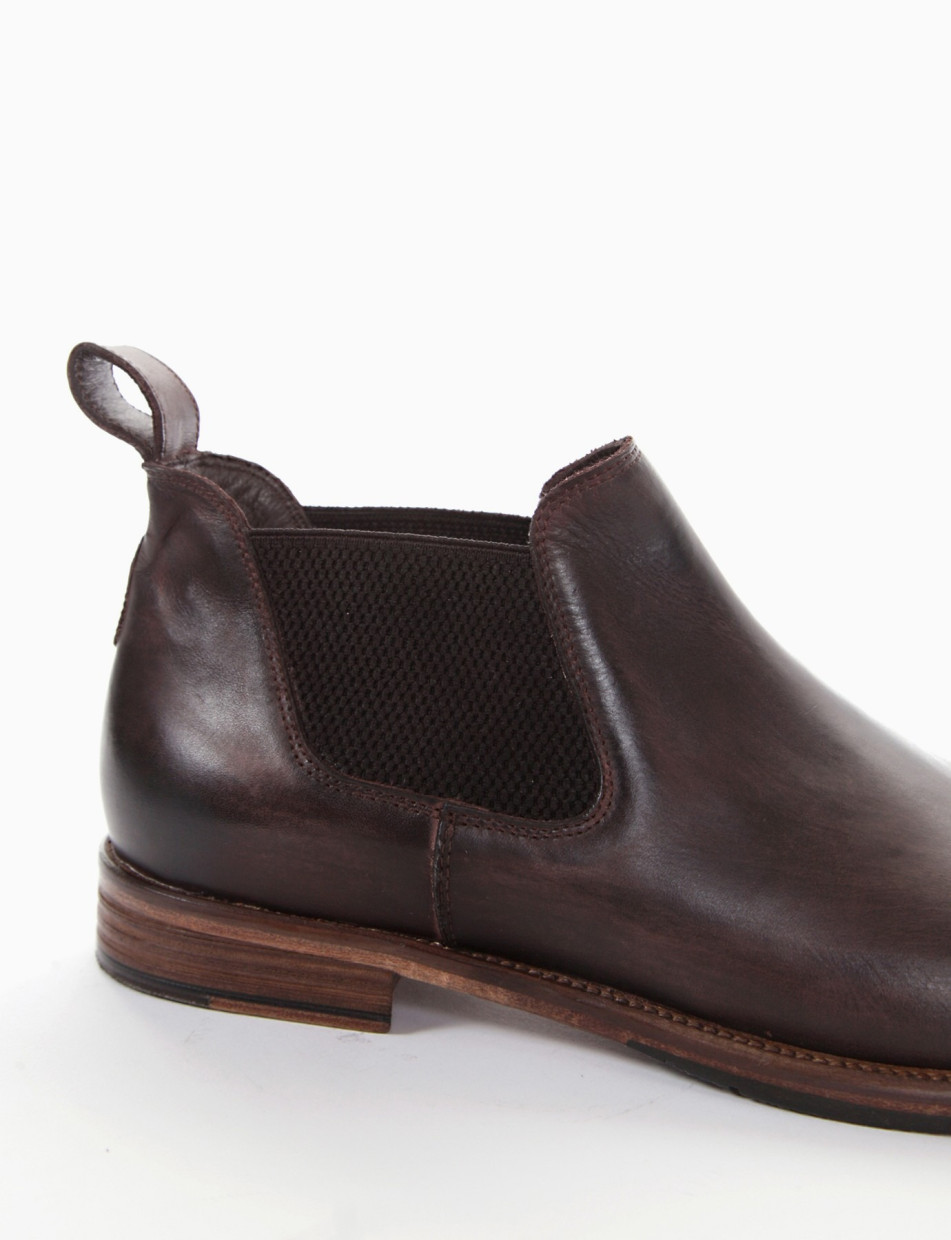 Ankle boots heel 2 cm dark brown leather