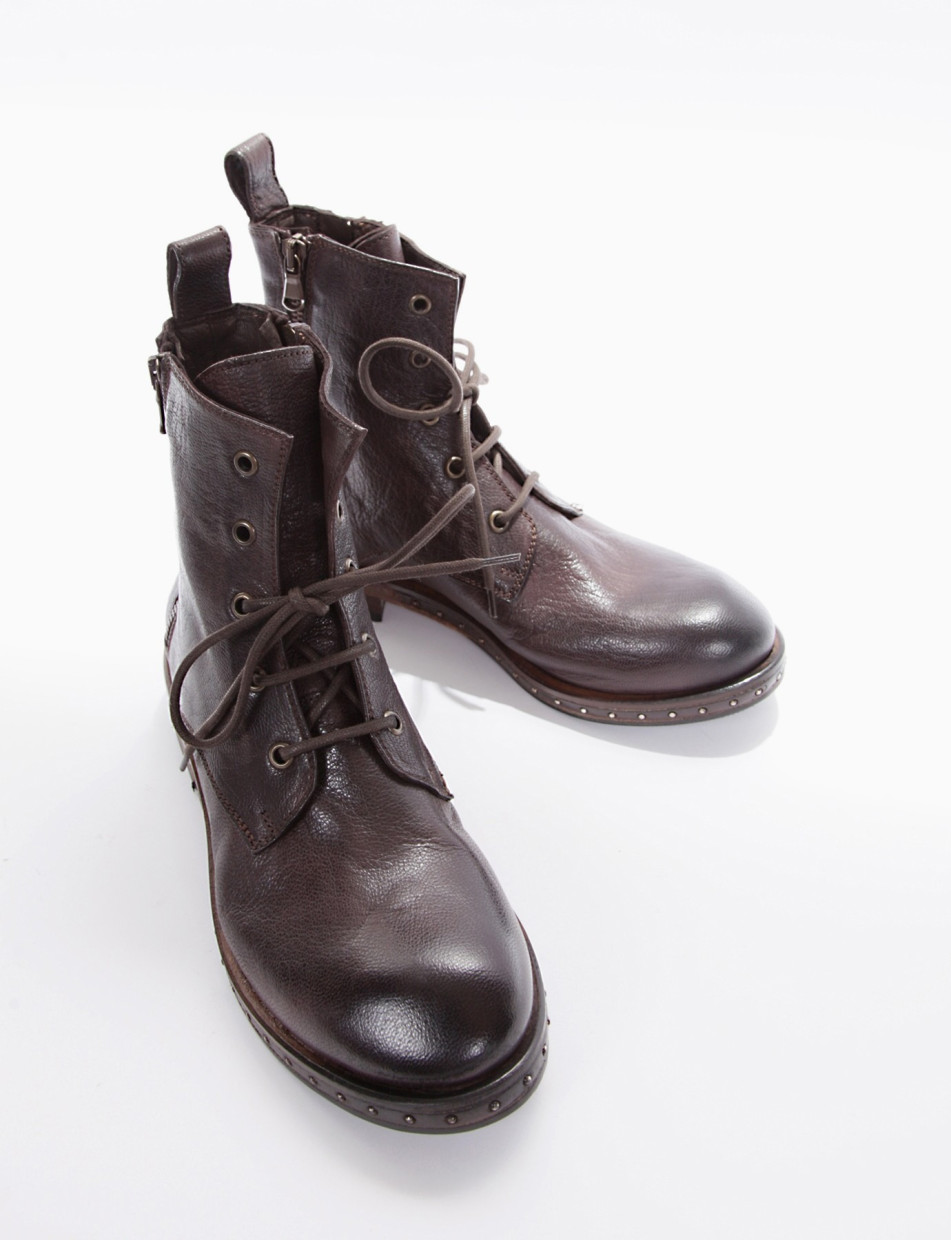 Combat boots heel 2 cm dark brown leather