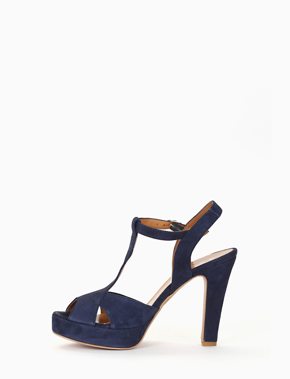 Sandalo tacco 90 con plateaux 2 cm blu
