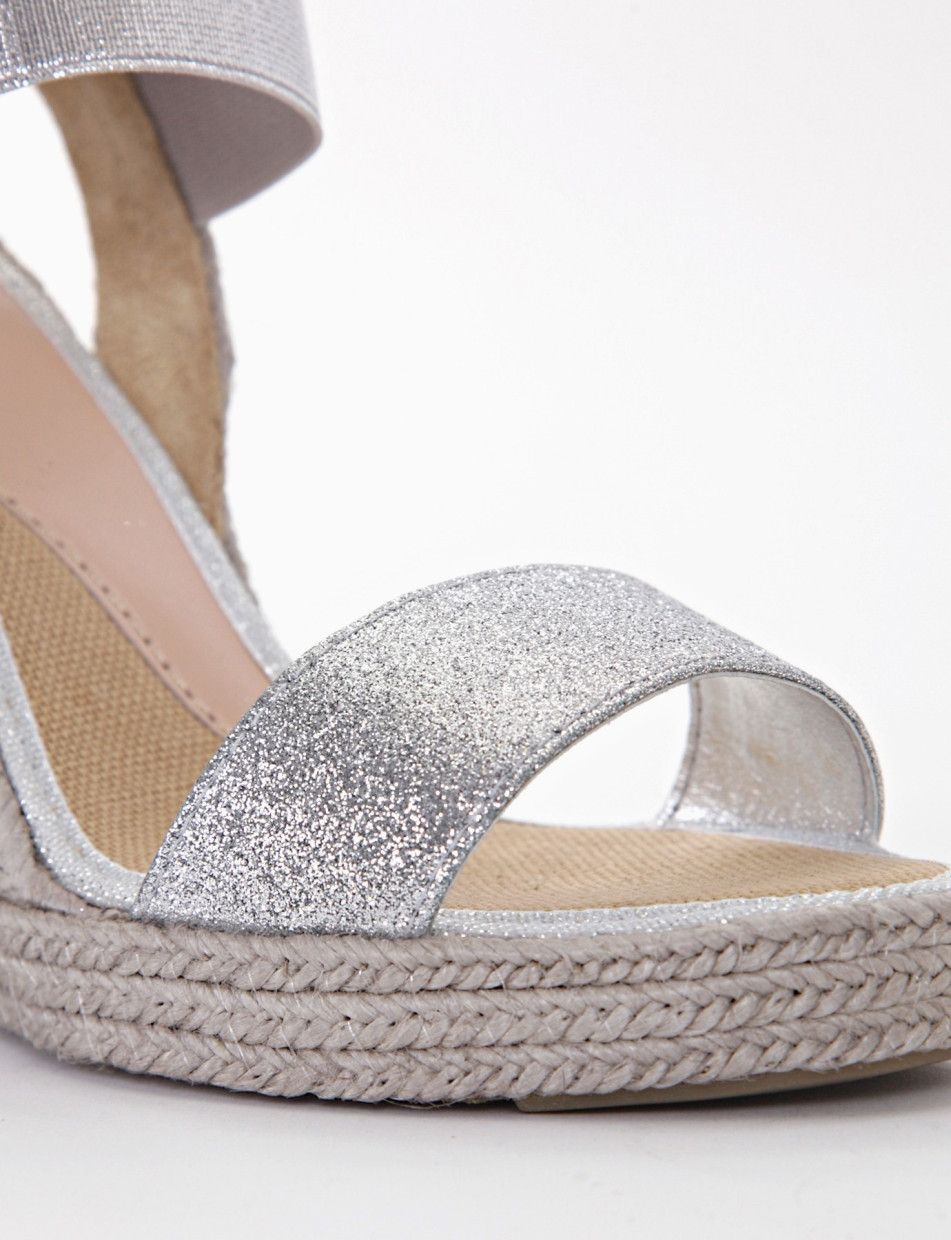 Wedge heels silver glitter