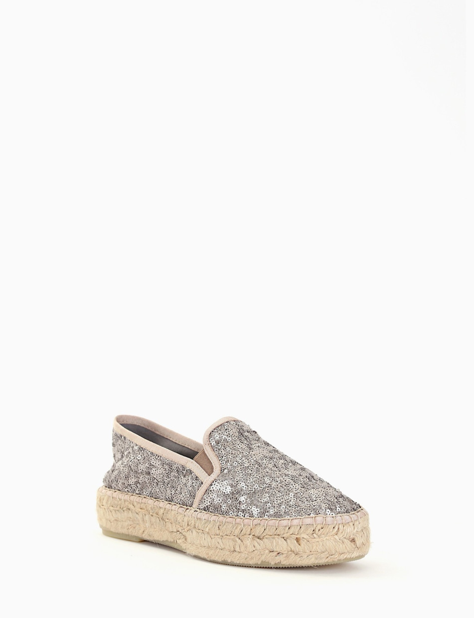 Espadrillas / mocassino zeppa 20 in corda grigio