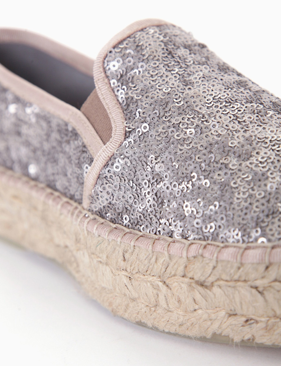 Espadrillas / mocassino zeppa 20 in corda grigio