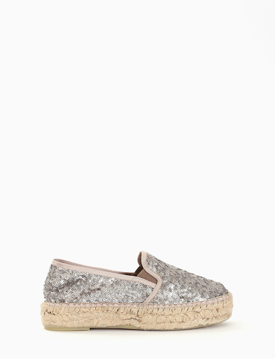 Espadrillas / mocassino zeppa 20 in corda grigio