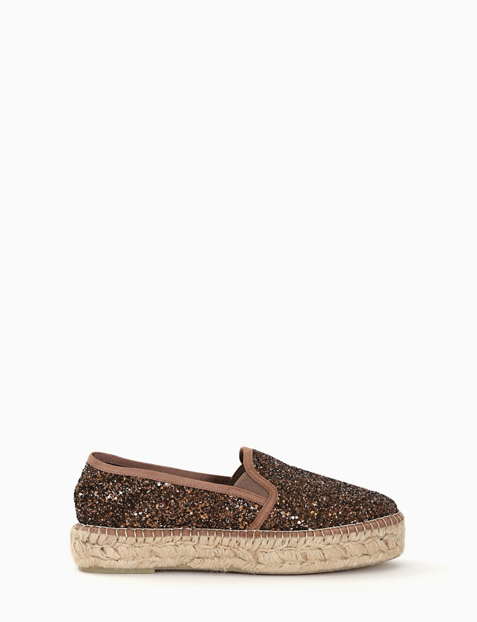 Espadrillas / mocassino zeppa 20 in corda marrone