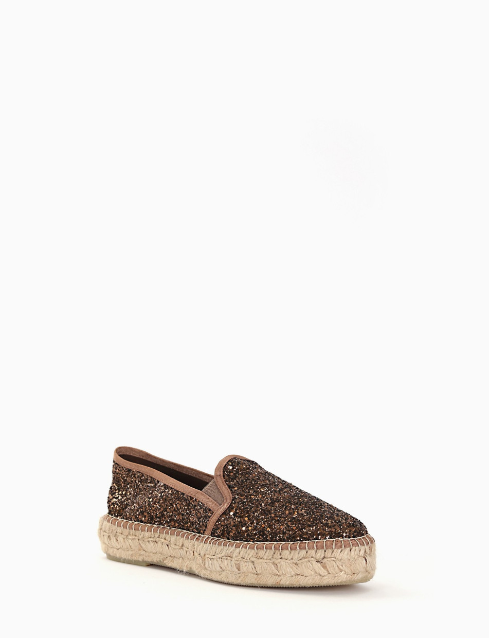 Espadrillas / mocassino zeppa 20 in corda marrone