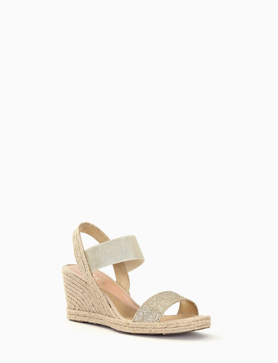 gold glitter wedge heels