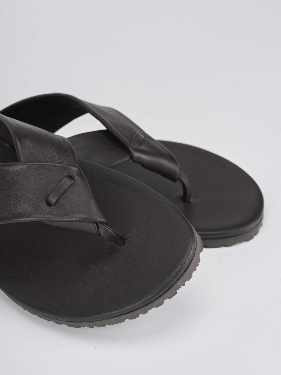 Slippers heel 1 cm dark brown leather
