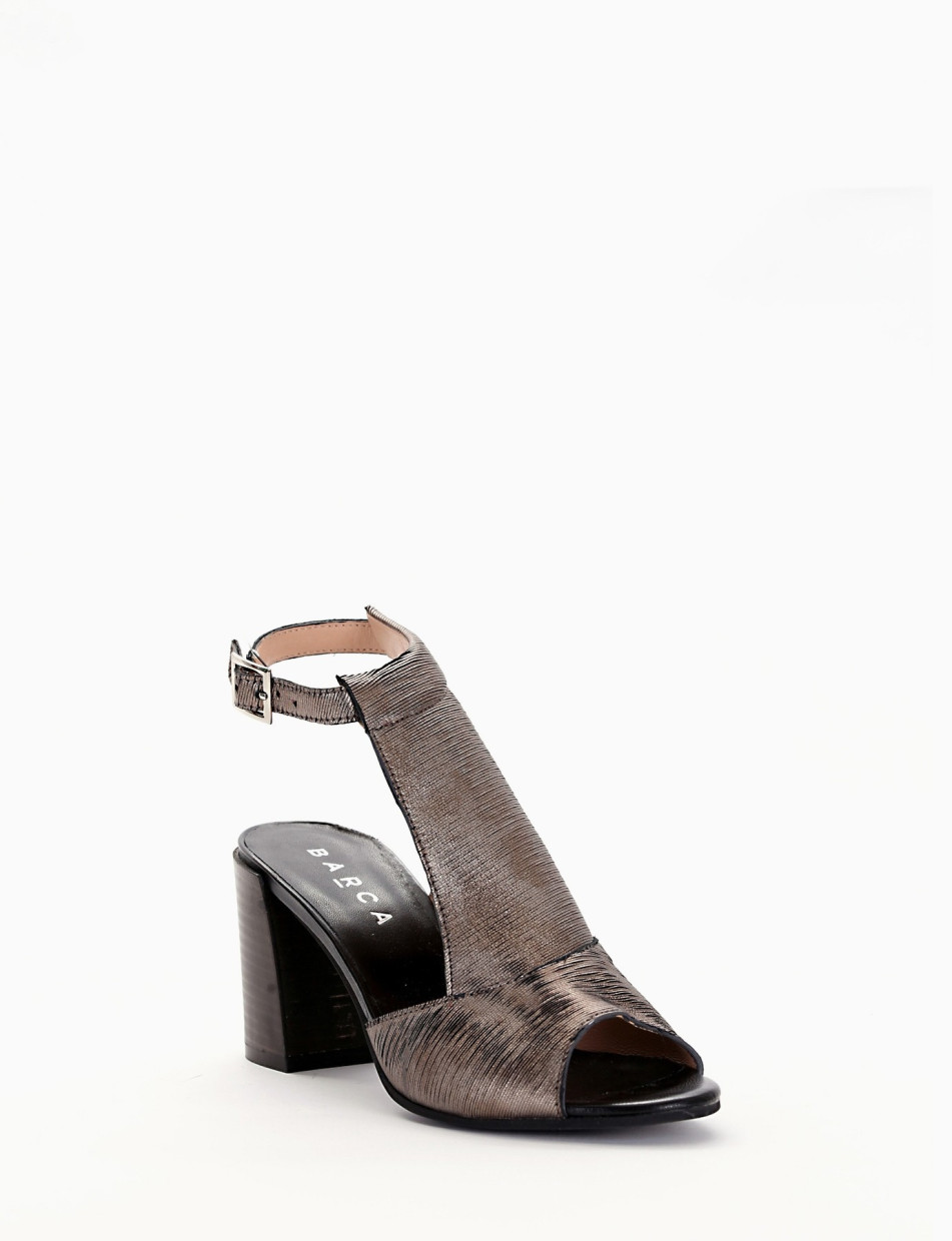 High heel sandals heel 7 cm grey leather