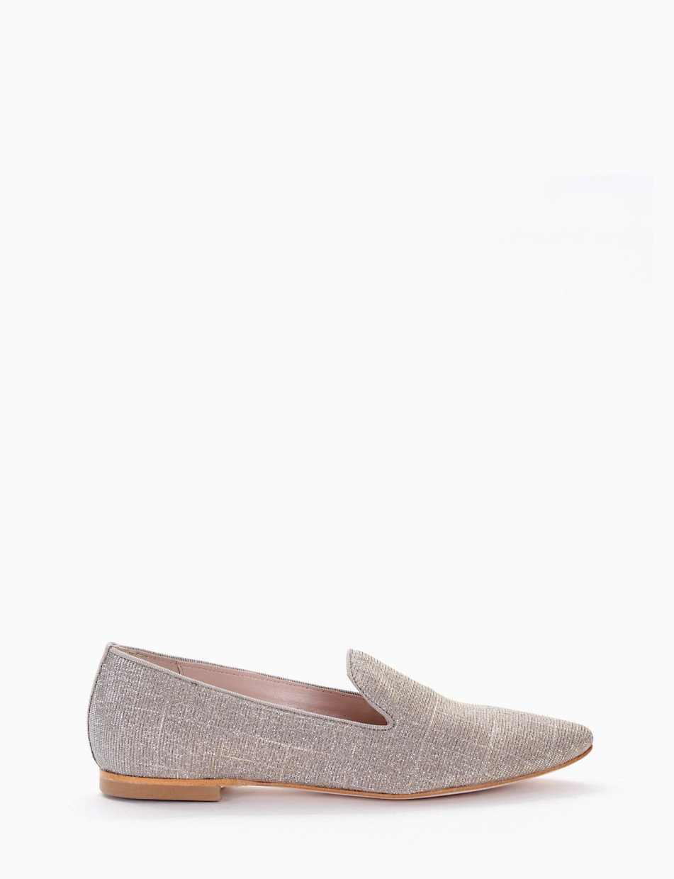 Flat shoes heel 1 cm beige canvas