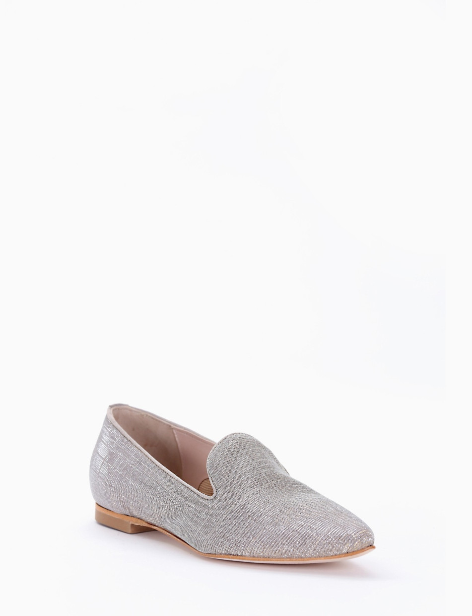 Flat shoes heel 1 cm beige canvas