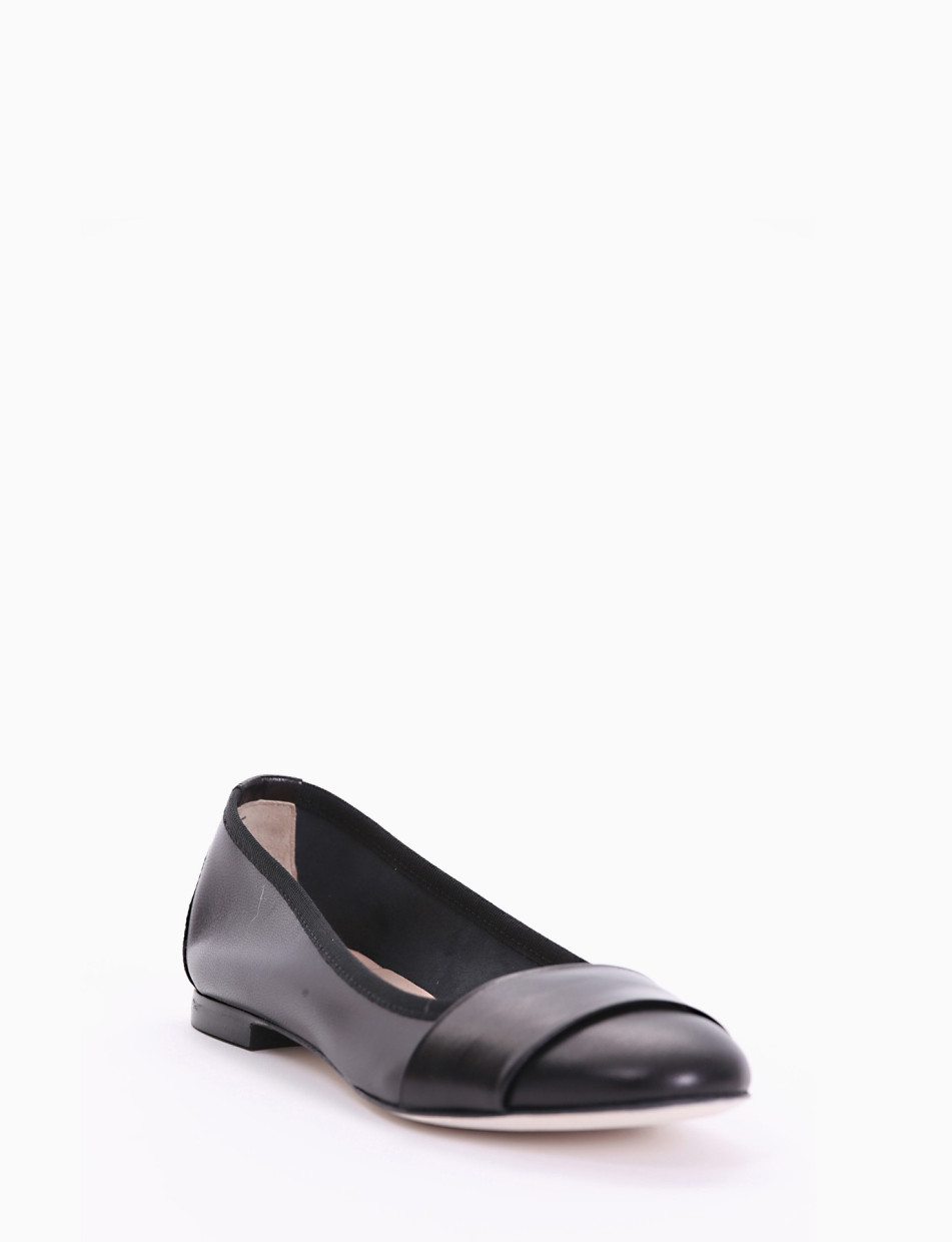 Flat shoes heel 1 cm black leather