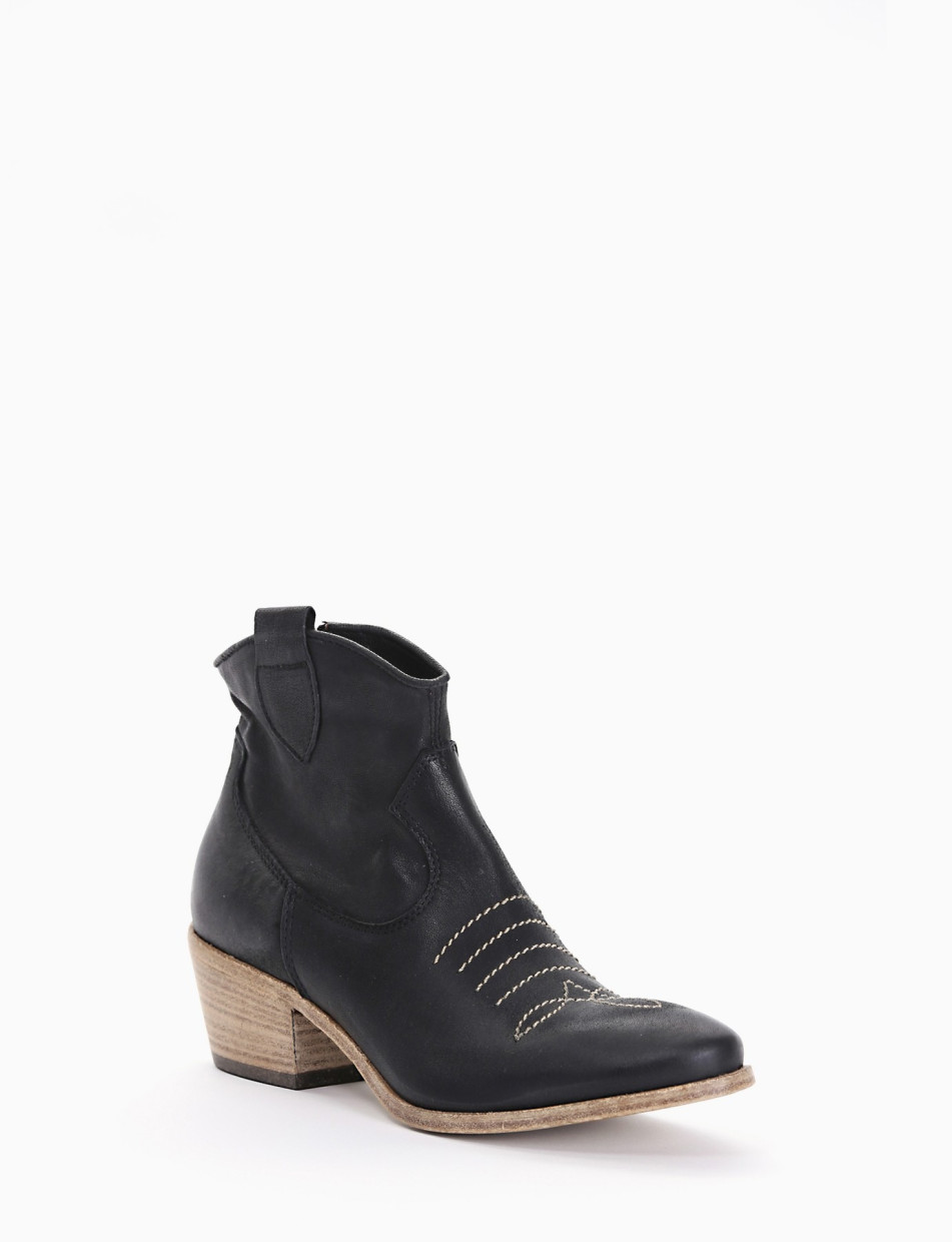 Stivaletto texano tacco 50 nero