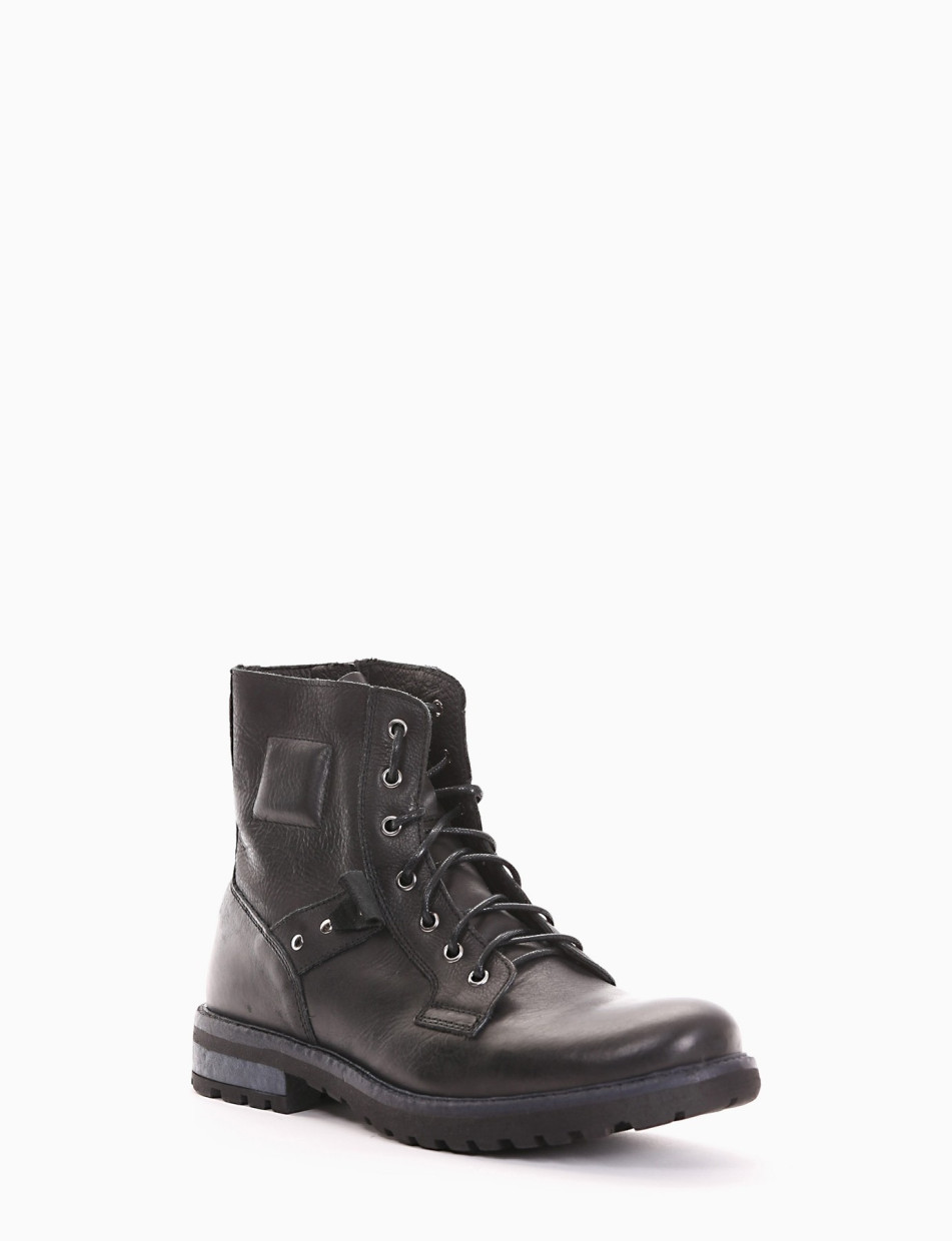 Combat boots heel 3 cm black leather