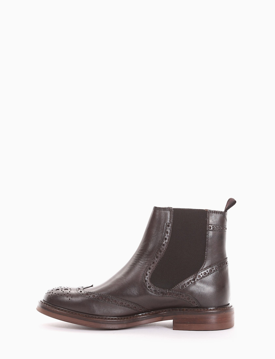 Ankle boots heel 3 cm dark brown leather