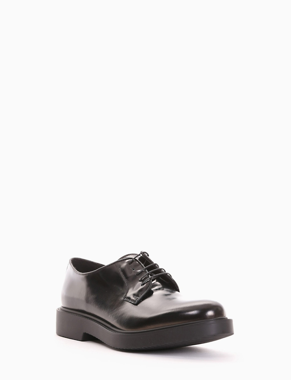 Lace-up shoes heel 3cm black leather
