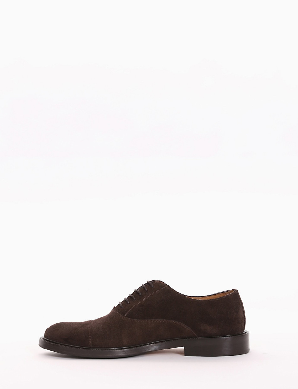 Lace-up shoes dark brown chamois