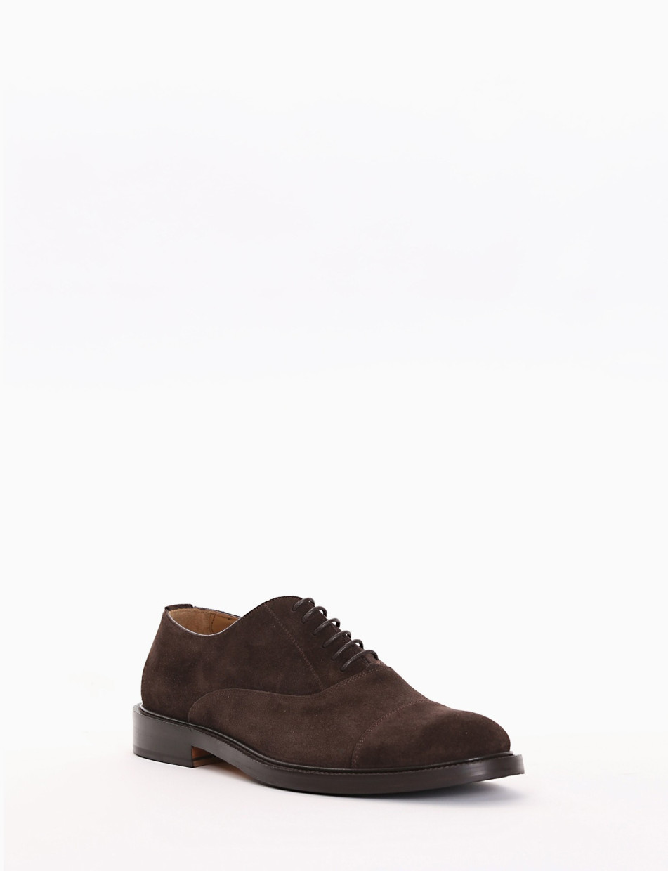 Lace-up shoes dark brown chamois