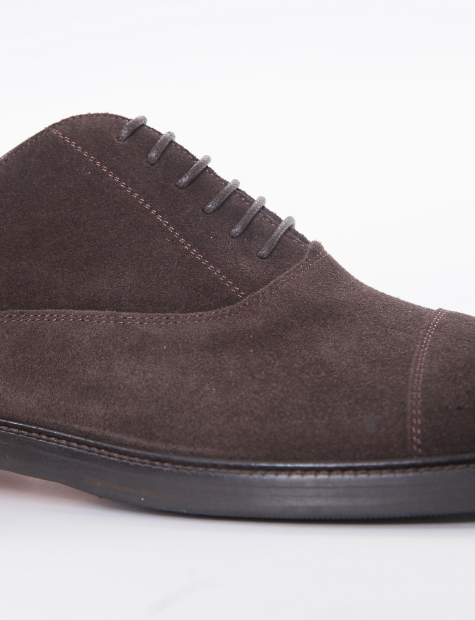 Lace-up shoes dark brown chamois