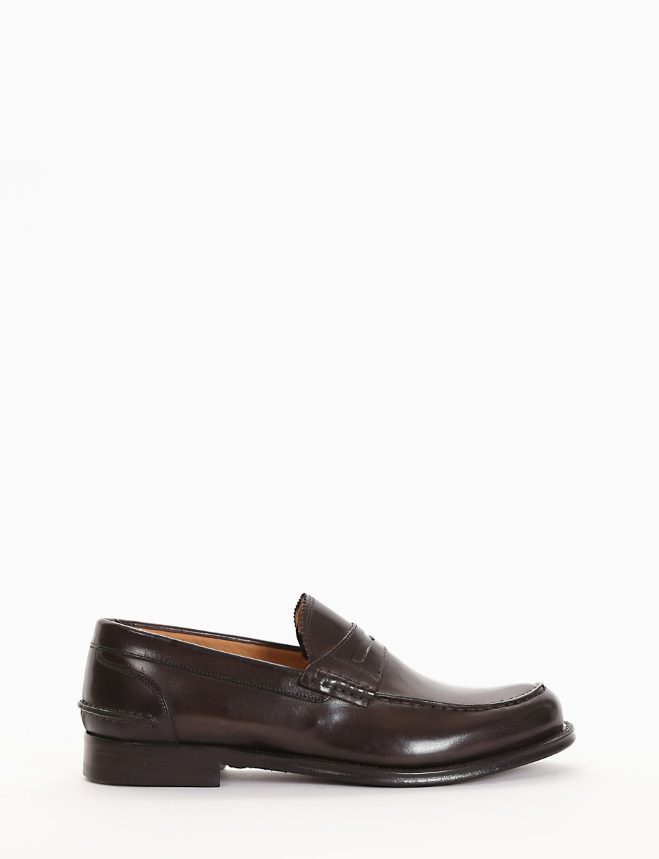 Loafers heel 2 cm dark brown leather