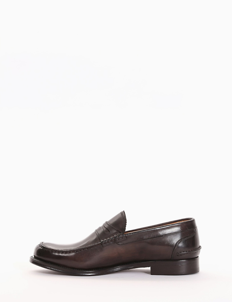 Loafers heel 2 cm dark brown leather