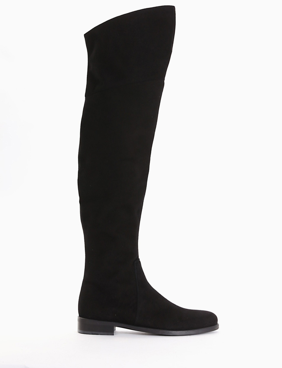 Low heel boots heel 2 cm black chamois