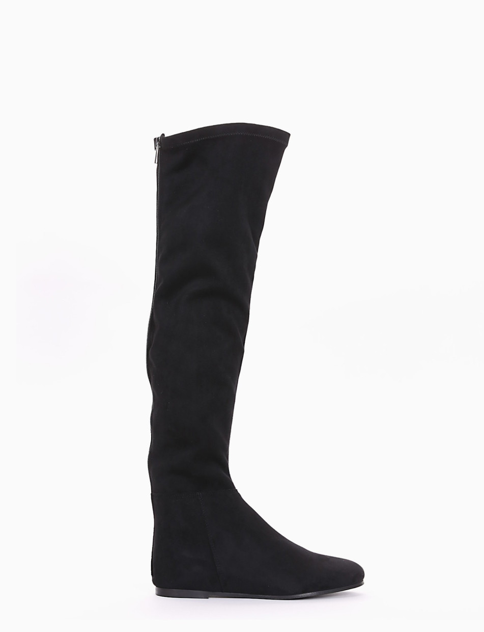 Low heel boots black chamois
