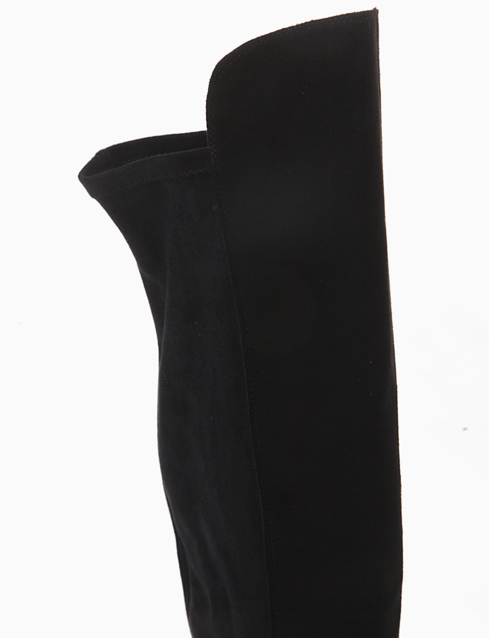 High heel boots heel 5 cm black chamois