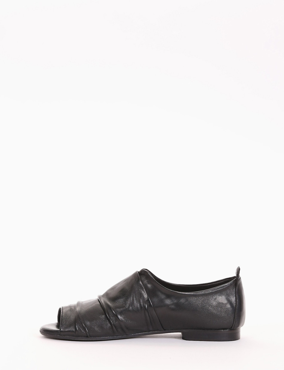 Loafers heel 1cm black leather