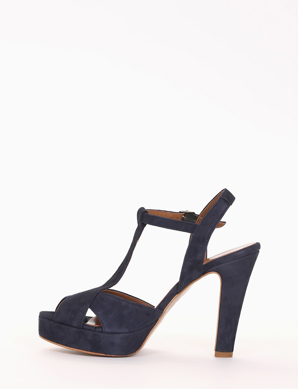 High heel sandals heel 11 cm blu chamois