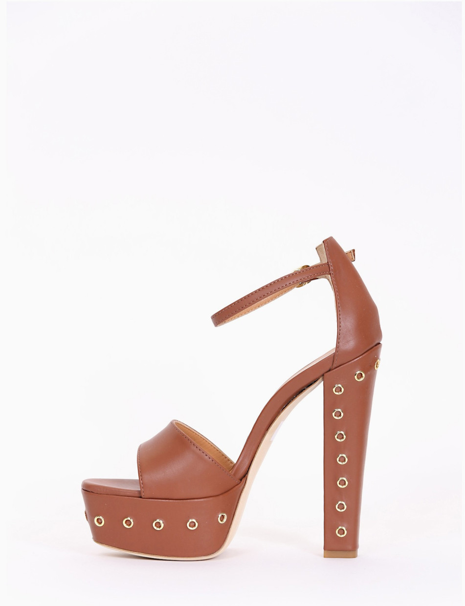 sandalo tacco 13 cm cuoio