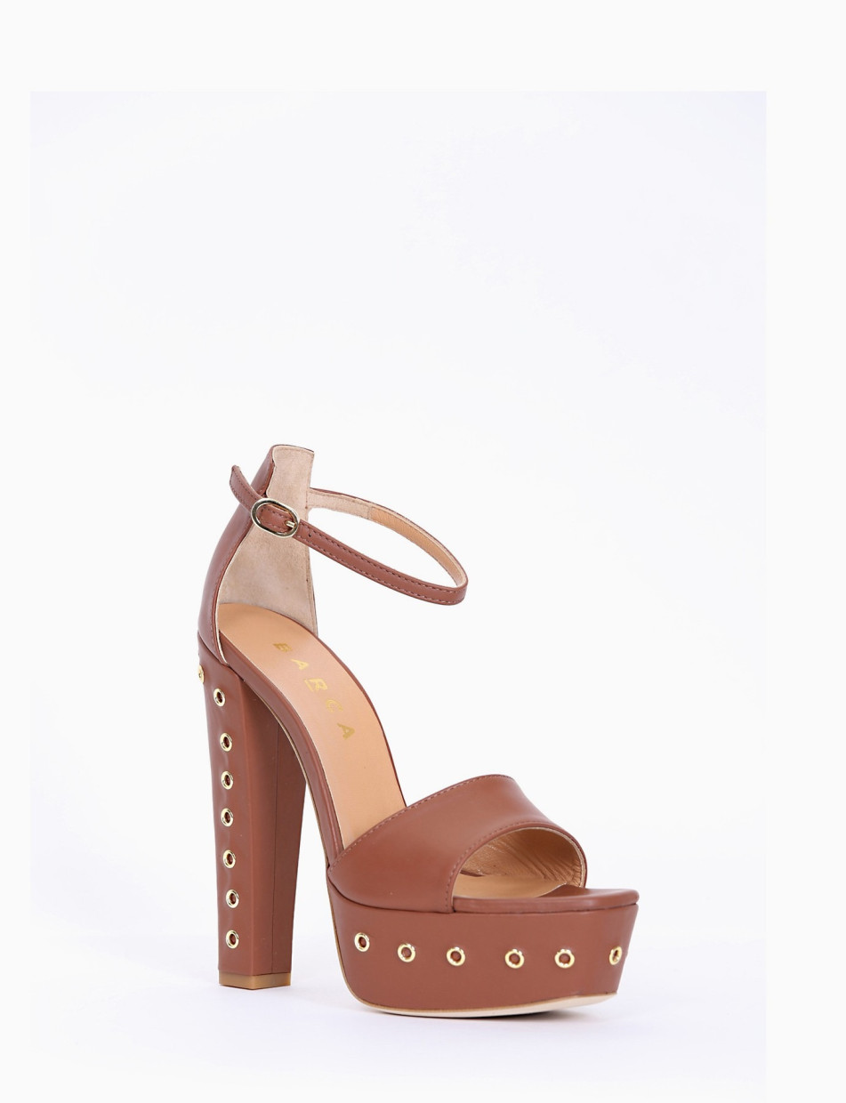 sandalo tacco 13 cm cuoio