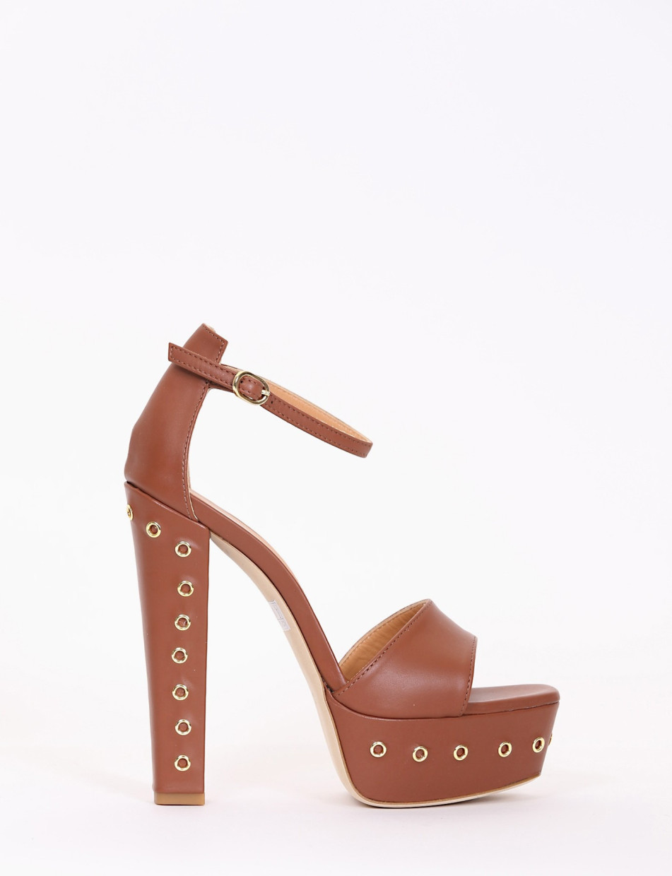 sandalo tacco 13 cm cuoio