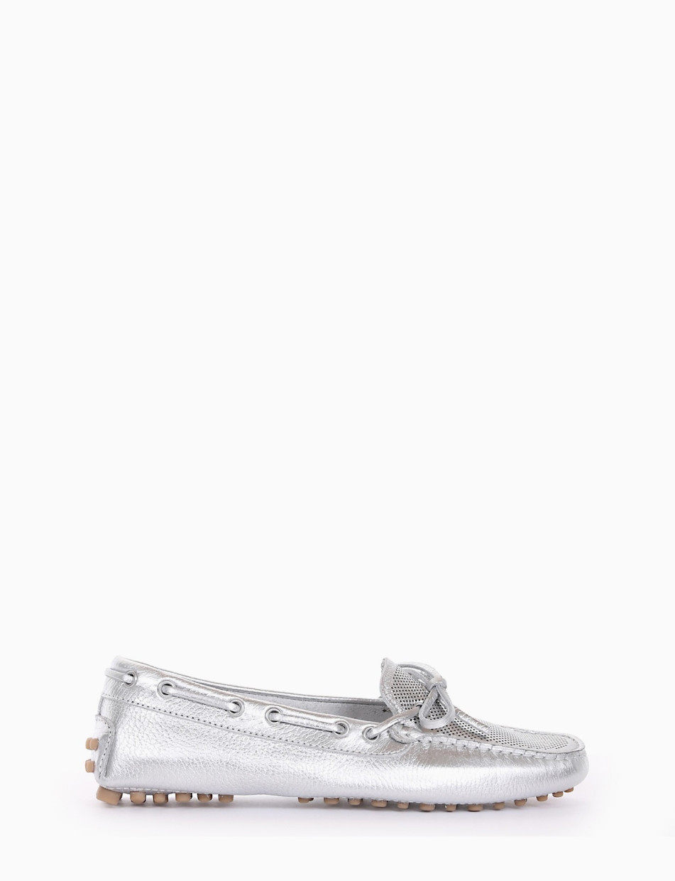 Loafers silver leather