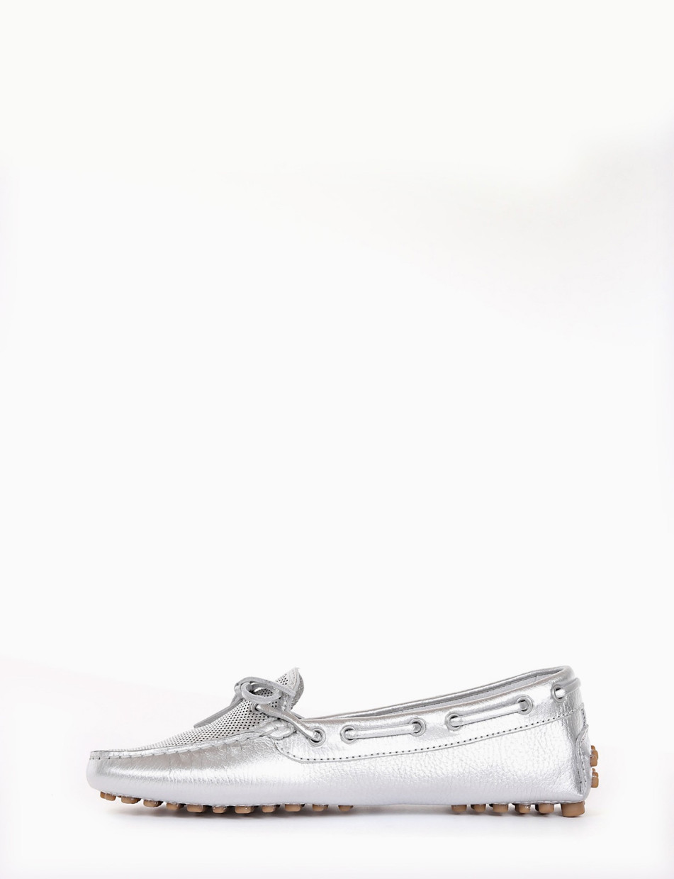 Loafers silver leather