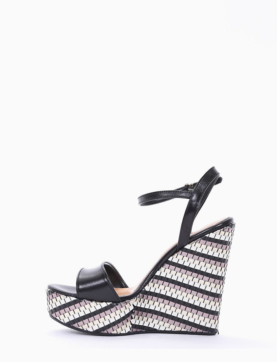 sandalo zeppa 13 cm nero