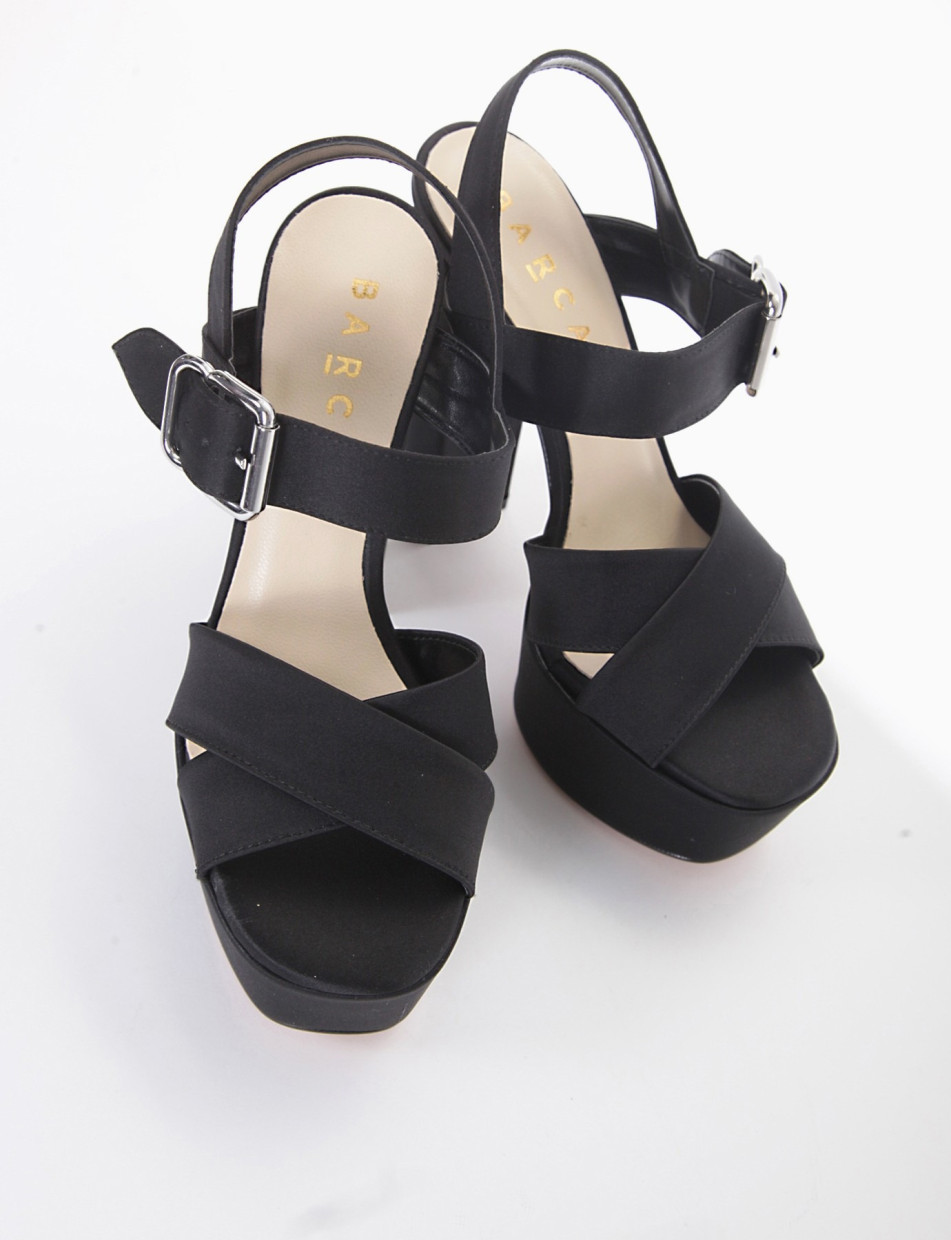 High heel sandals heel 14 cm black satin