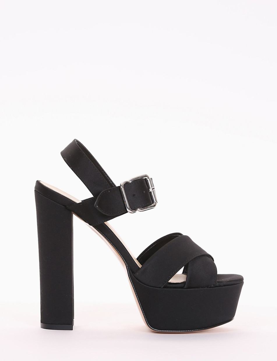 High heel sandals heel 14 cm black satin