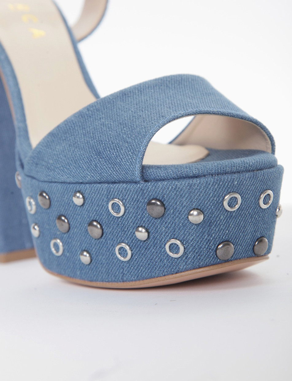 sandalo tacco 14 cm jeans