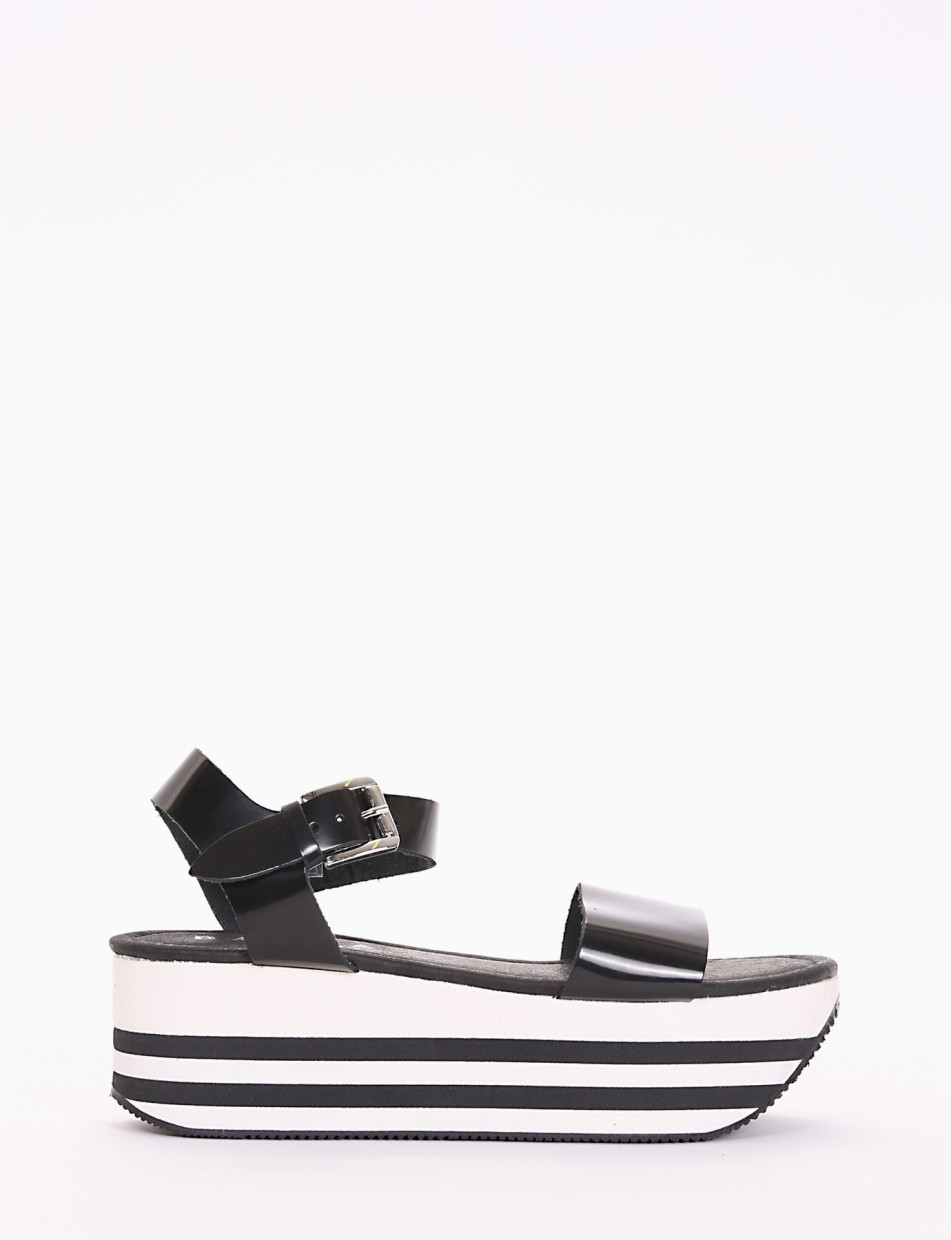 sandalo zeppa 5 cm nero
