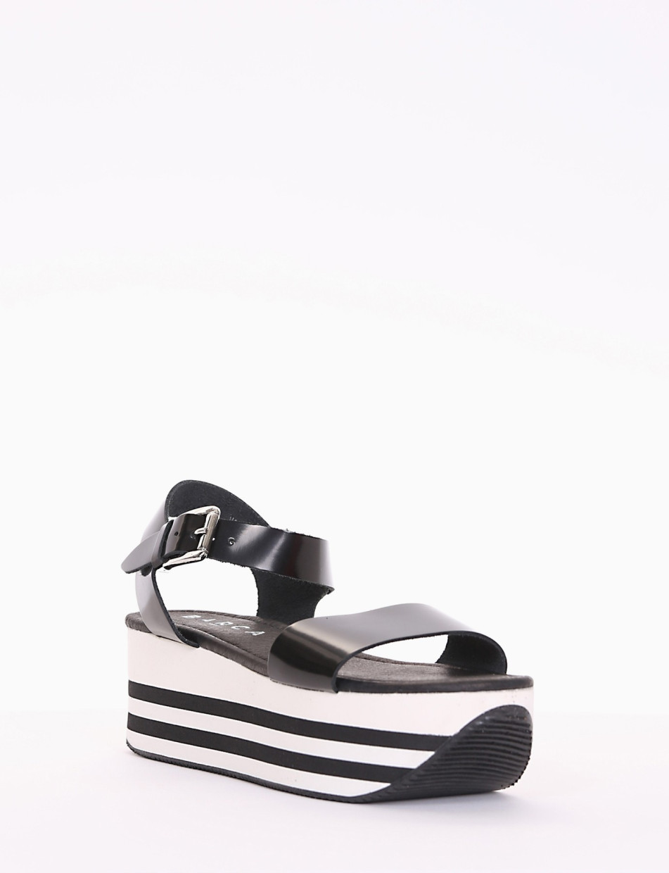 sandalo zeppa 5 cm nero