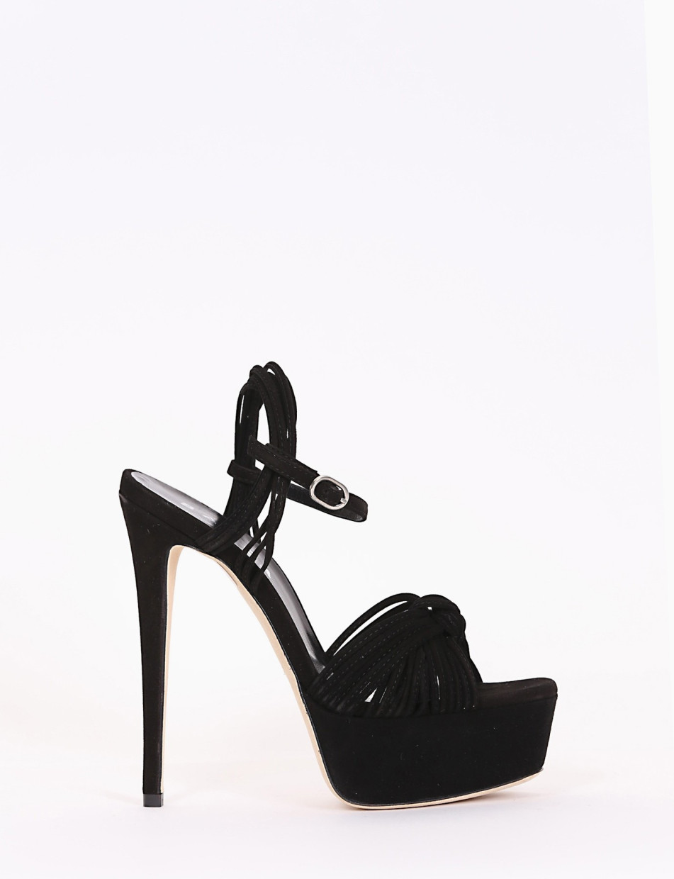 High heel sandals heel 13 cm black leather