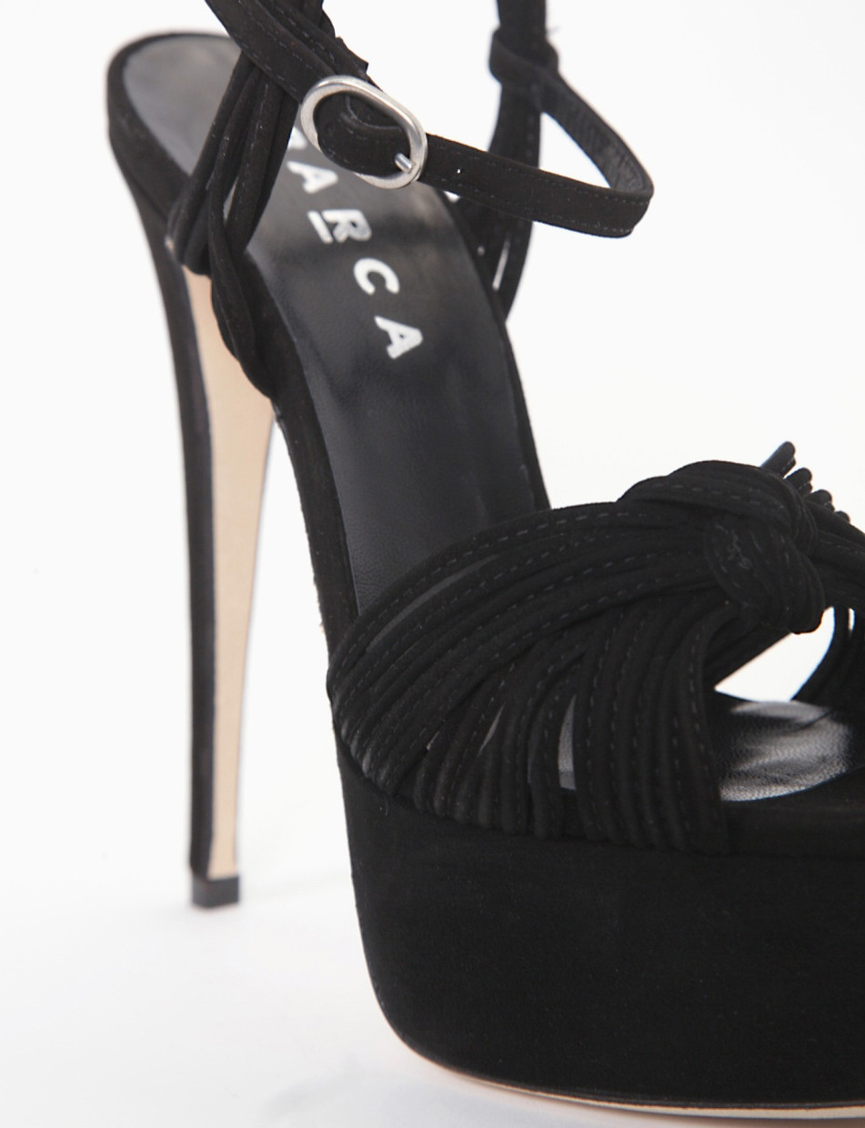 High heel sandals heel 13 cm black leather