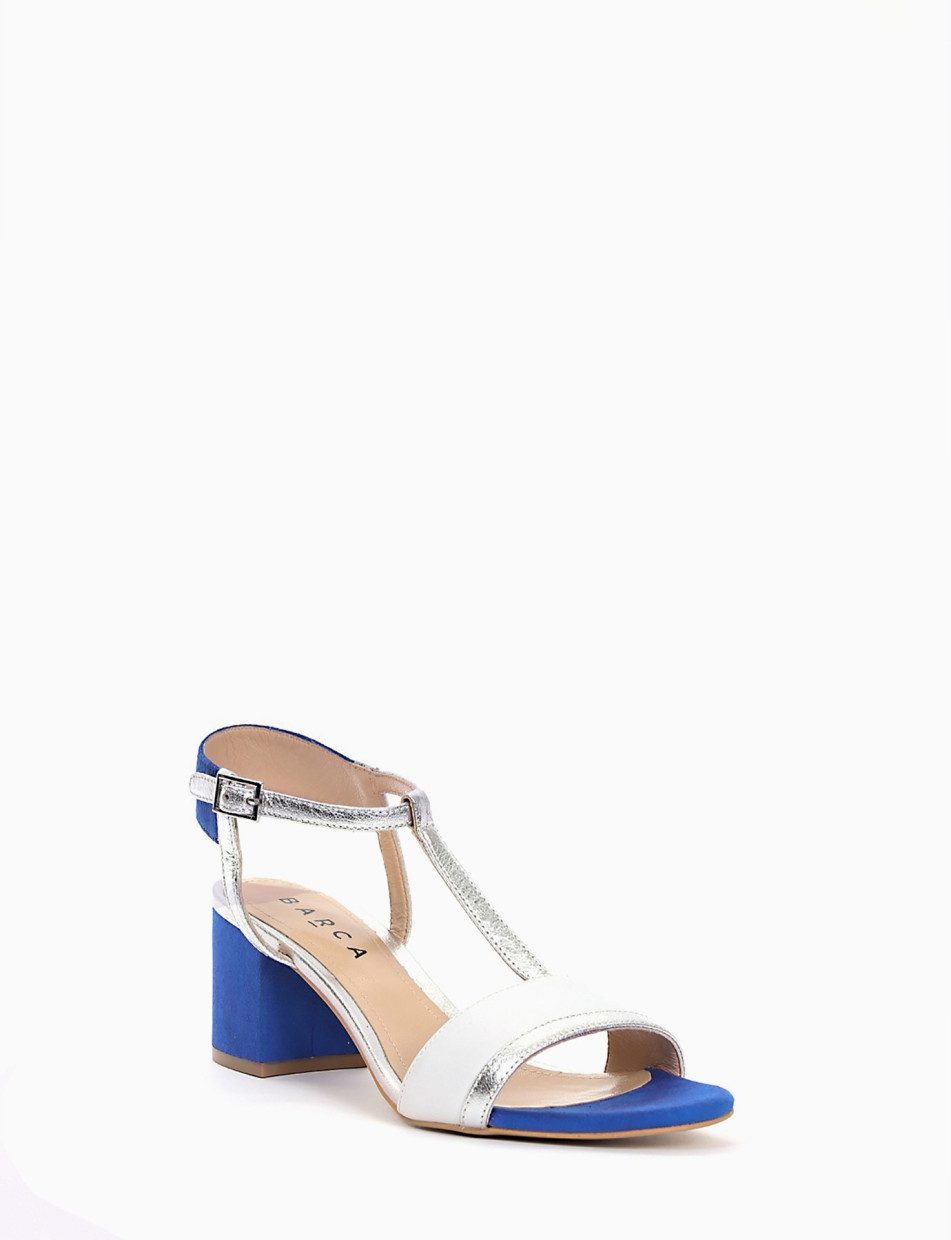 High heel sandals heel 7 cm blu chamois