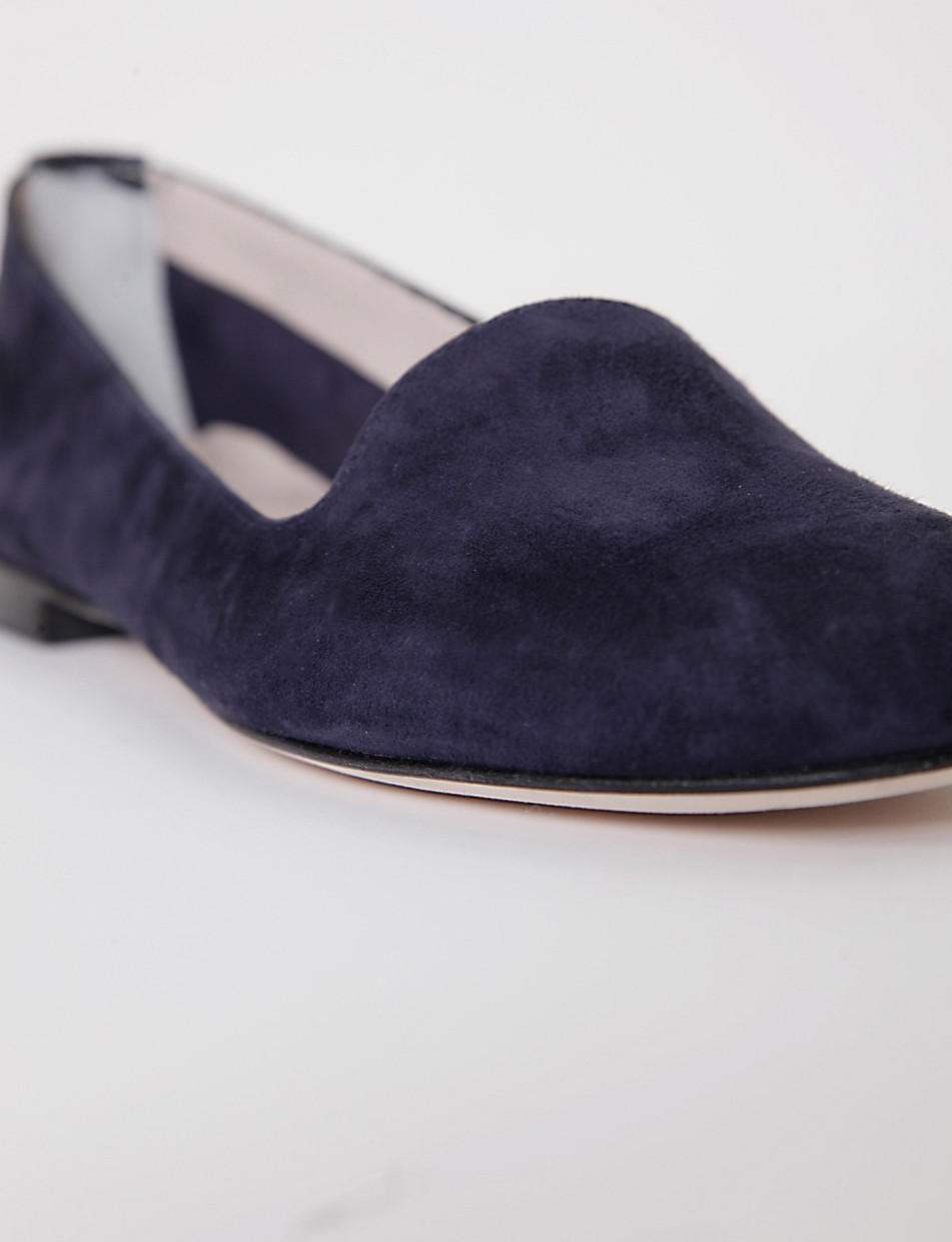 Flat shoes heel 1 cm blu chamois