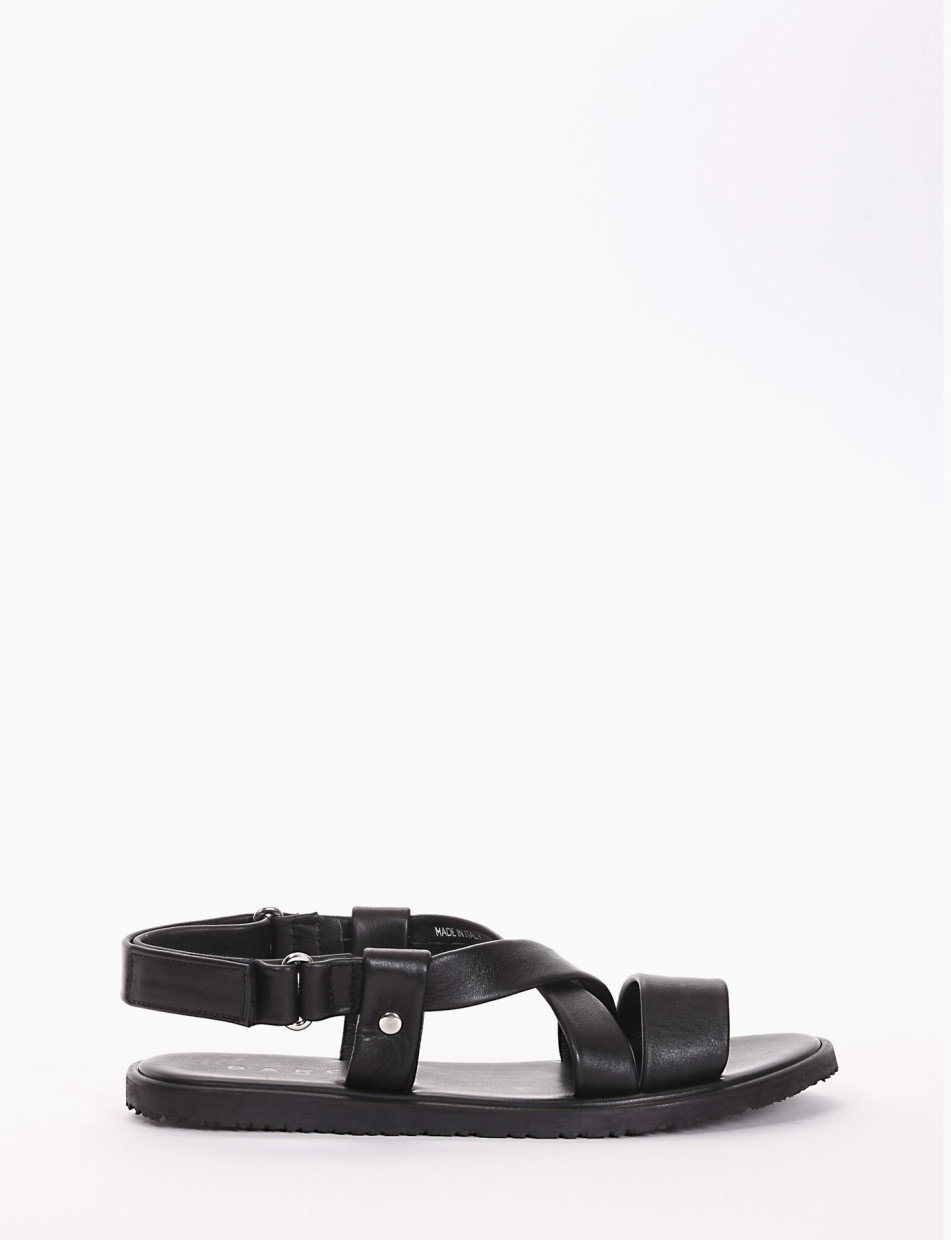 Sandals heel 1 cm black leather